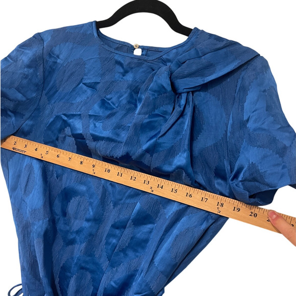 Isabel Marant 10 Jacquard Mini Wrap Dress $595 Short Sleeve Bright Royal Blue 42 - Picture 13 of 16